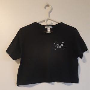 Black Spaced Out Cropped Top